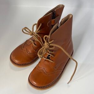 Brown Lace-Up Ankle Boots kids sz 9 leather